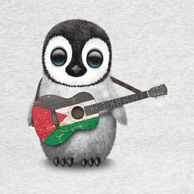 Baby Penguin Playing Palestinian Flag Guitar by jeffbartels